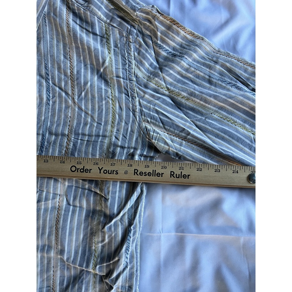 Jhane Barnes Shirt Mens Medium Gray Blue Striped Long Sleeve Silk Button‎ Up - Picture 13 of 16